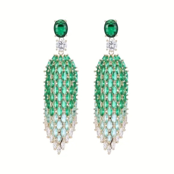 Whimsy_and_Rose Jewelry - Green Sparkling Zircon Dangle Earrings